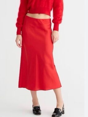 J. Crew Gwyneth Satin Midi Slip Skirt | Size Medium